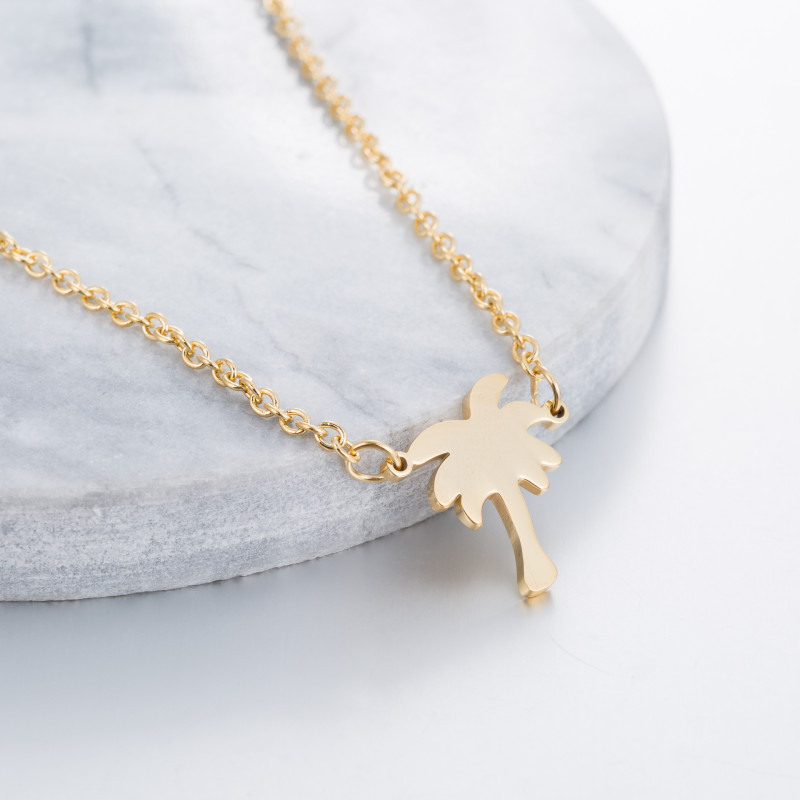 European and American coconut tree necklace stainless steel summer new style small fresh and simple coconut tree pendant clavicle chain wholesale