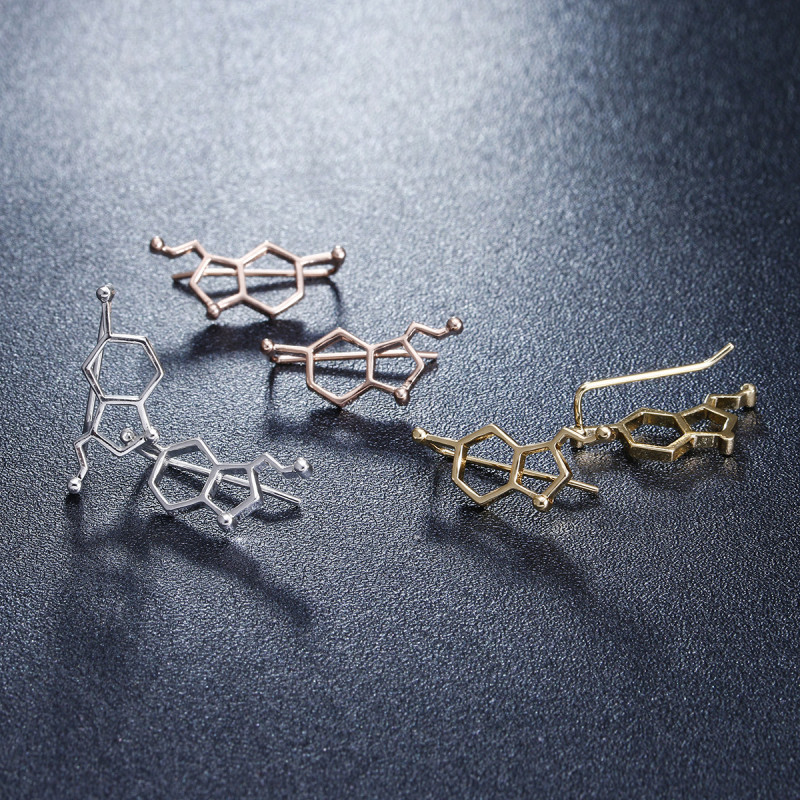 European and American cross-border e-commerce chemical molecule series serotonin molecule women's geometric simple earrings supply wholesale
