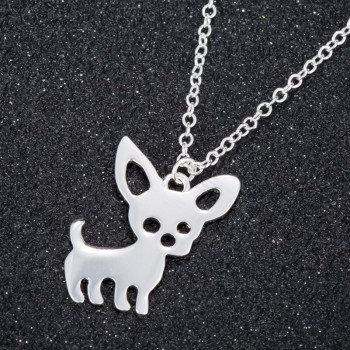 Amazon's new small animal pendant necklace, simple female niche design, stainless steel cute dog clavicle chain