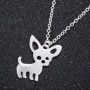 Amazon's new small animal pendant necklace, simple female niche design, stainless steel cute dog clavicle chain