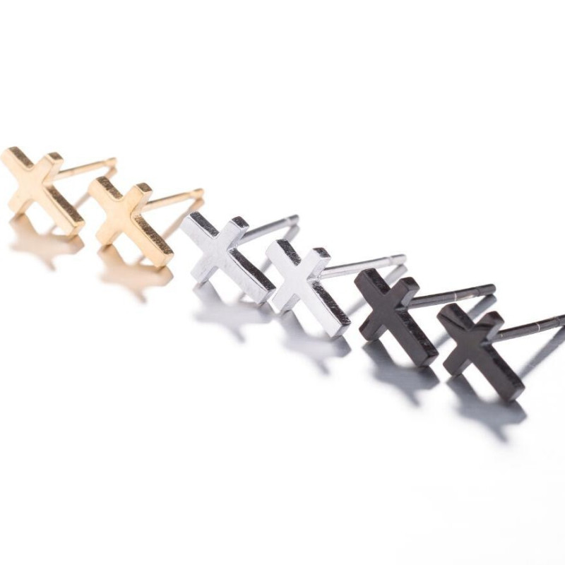 Geometric cross earrings ins for women, fresh, cute and trendy women's geometric simple earrings Christmas gift