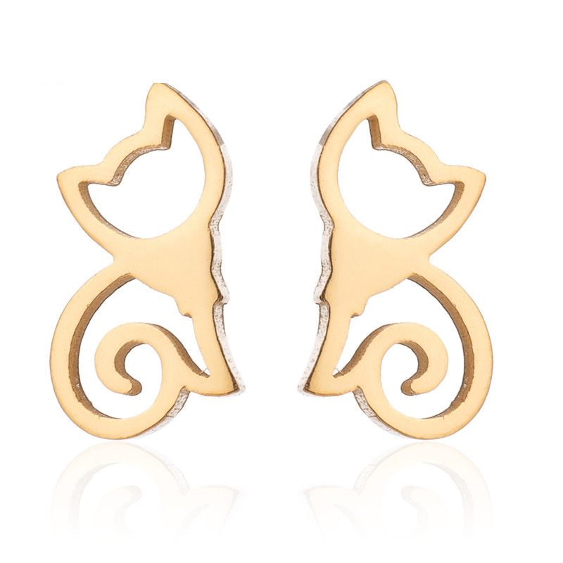 European and American cute pet kitten earrings, cross-border fashion small animal earrings, feminine niche earrings wholesale