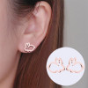 New style earrings for women sweet and cute simple hollow earrings little rabbit mini Korean fashion small earrings jewelry