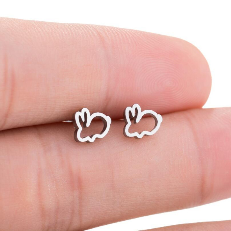 New style earrings for women sweet and cute simple hollow earrings little rabbit mini Korean fashion small earrings jewelry