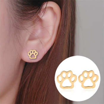 European and American jewelry, simple hollow dog claws, cat claws earrings, cute pet paws and footprints, animal earrings, wholesale in stock