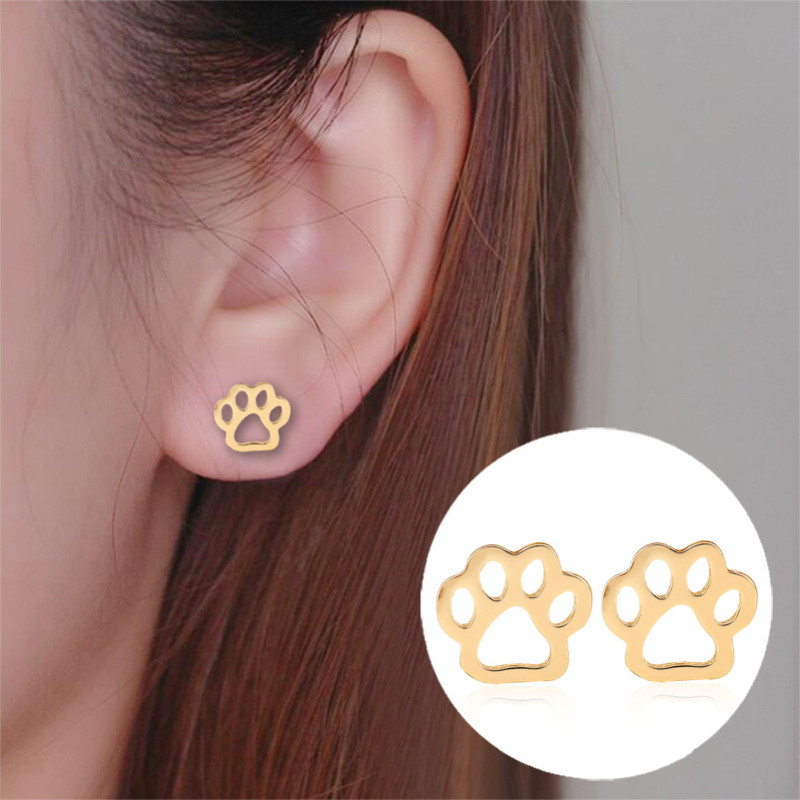 European and American jewelry, simple hollow dog claws, cat claws earrings, cute pet paws and footprints, animal earrings, wholesale in stock