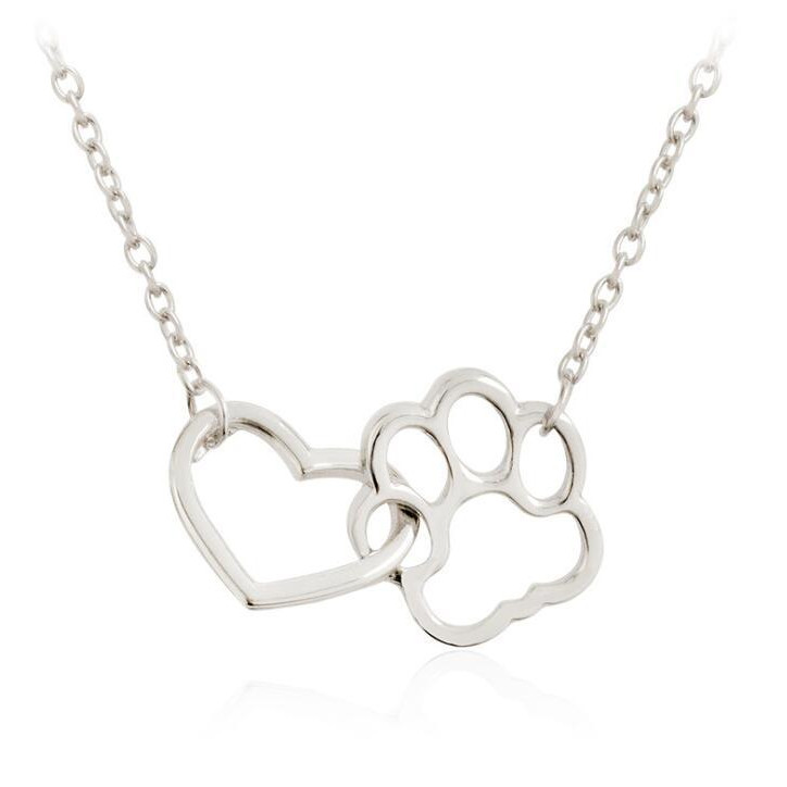 New product dog paw footprint peach heart necklace ins women's hollow love-shaped clavicle chain European and American popular manufacturers now wholesale
