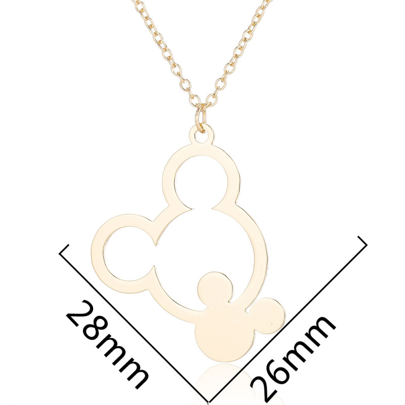 European and American stainless steel Mickey head necklace hollow fashion Mickey Mouse animal clavicle chain women's foreign trade jewelry wholesale