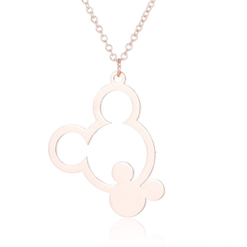 European and American stainless steel Mickey head necklace hollow fashion Mickey Mouse animal clavicle chain women's foreign trade jewelry wholesale