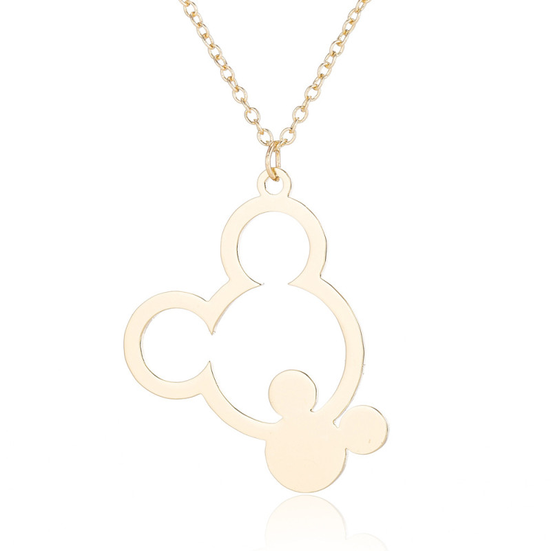 European and American stainless steel Mickey head necklace hollow fashion Mickey Mouse animal clavicle chain women's foreign trade jewelry wholesale