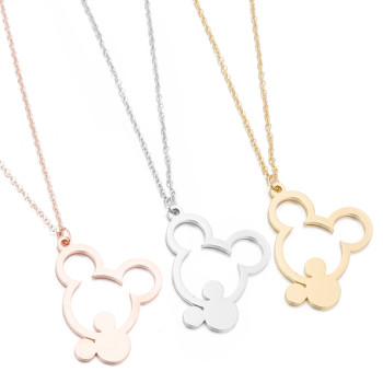 European and American stainless steel Mickey head necklace hollow fashion Mickey Mouse animal clavicle chain women's foreign trade jewelry wholesale