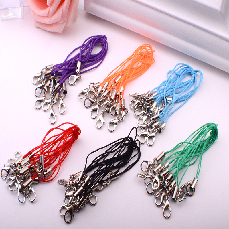 Factory direct sales black line lobster clasp mobile phone rope Yiwu mobile phone pendant lanyard lobster hook lanyard can be bought in mixed colors