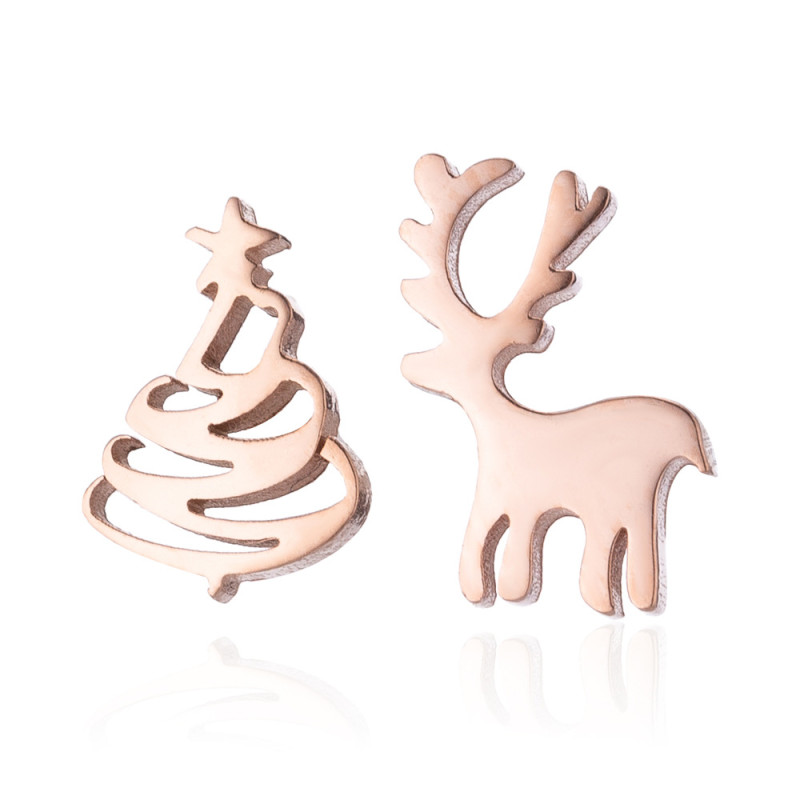 European and American trinkets, fashionable elk Christmas tree, asymmetric earrings, Christmas and New Year gifts, wholesale in stock