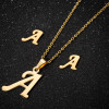 Stainless steel 26 letter pendant necklace set European and American new earrings women's letter necklace niche accessories wholesale