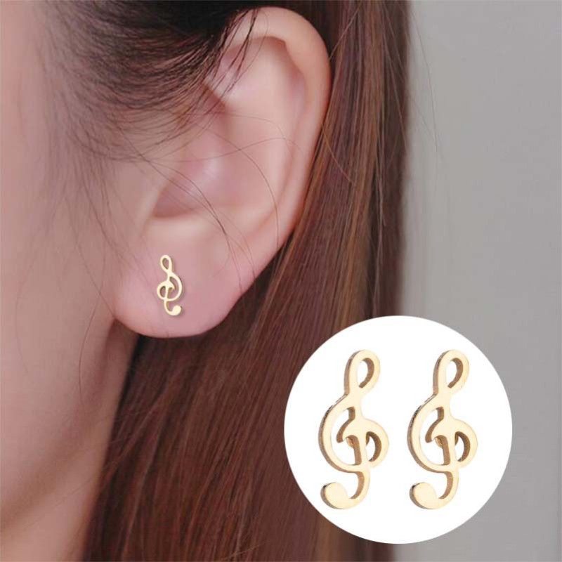 Fashion note earrings stainless steel bestie music symbol earrings ins European and American popular trinkets wholesale