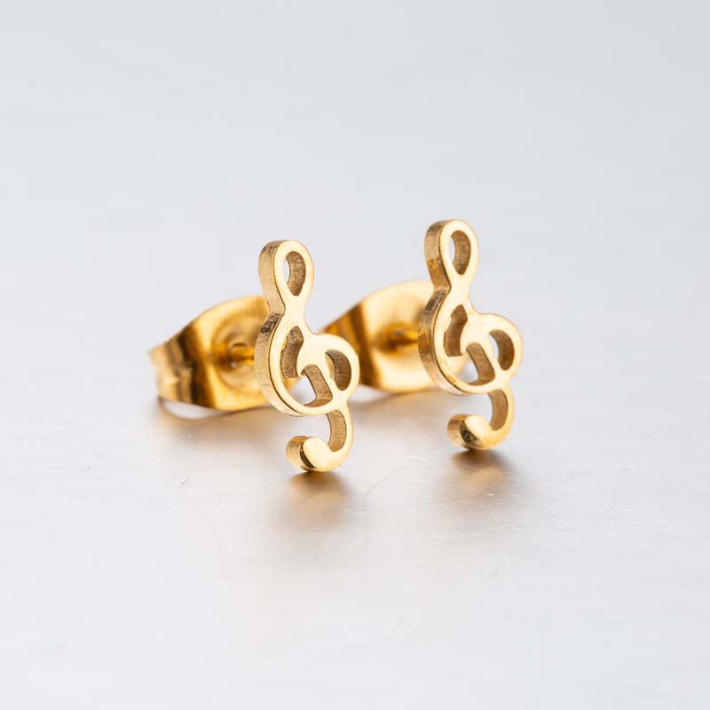 Fashion note earrings stainless steel bestie music symbol earrings ins European and American popular trinkets wholesale