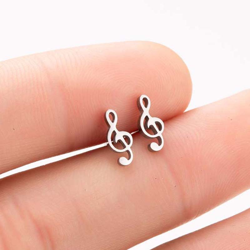 Fashion note earrings stainless steel bestie music symbol earrings ins European and American popular trinkets wholesale