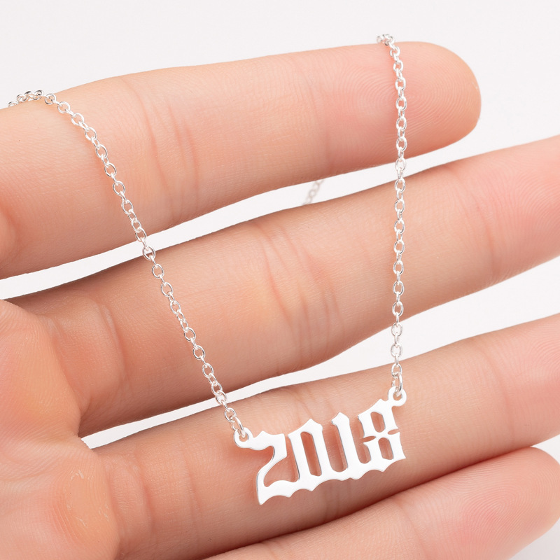 Women's personalized stainless steel year necklace 2025 niche cross-border digital necklace jewelry trendy birthday accessories
