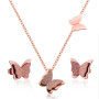 Necklace Women's Fashion Butterfly Pendant European and American Clavicle Chain Cross-Border New Product Cute Double-layer Butterfly Jewelry Set Wholesale