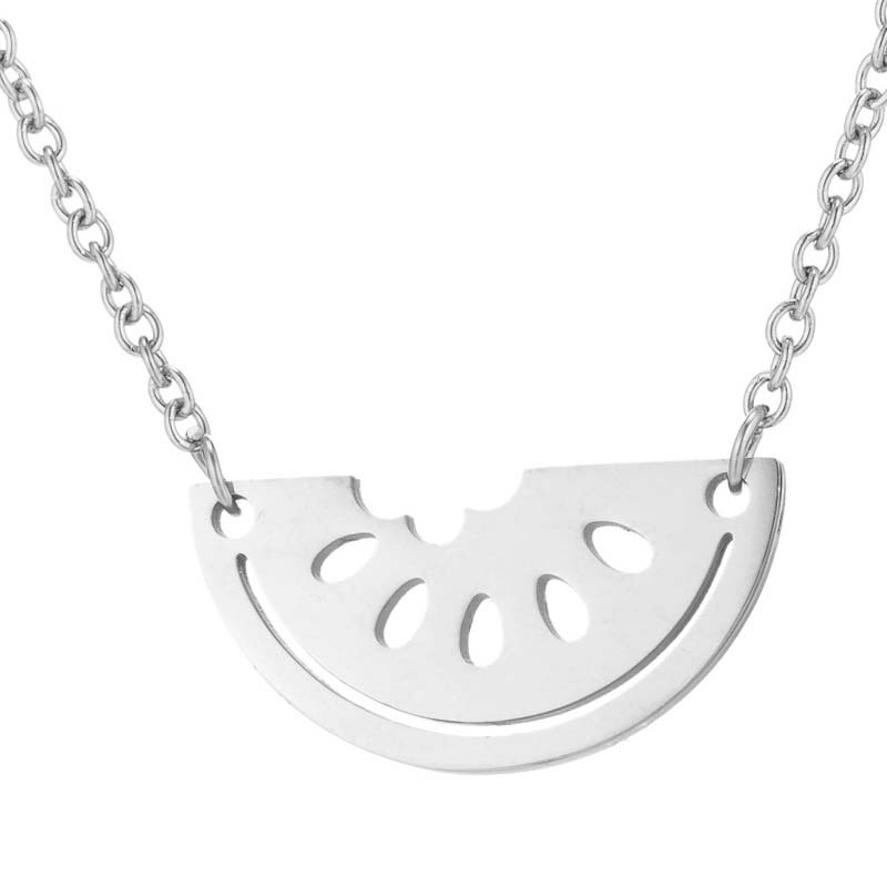 European and American Fashion Necklace Stainless Steel Cut Watermelon Pendant Women's New Fruit Clavicle Chain Manufacturer Spot Wholesale