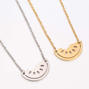 European and American Fashion Necklace Stainless Steel Cut Watermelon Pendant Women's New Fruit Clavicle Chain Manufacturer Spot Wholesale
