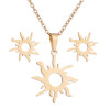 European and American cross-border solar system three-piece set for women, simple, fresh, hollow sun clavicle chain earrings, spot wholesale