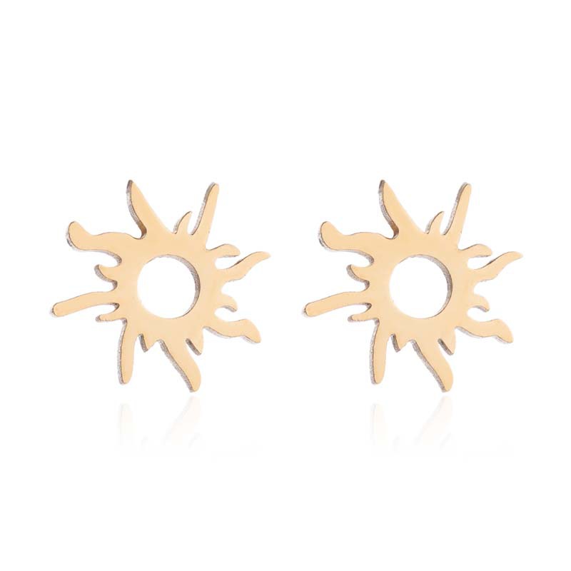 European and American cross-border solar system three-piece set for women, simple, fresh, hollow sun clavicle chain earrings, spot wholesale