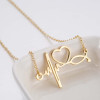 European and American ladies simple stainless steel doctor medical stethoscope electrocardiogram necklace fashion love heartbeat clavicle chain