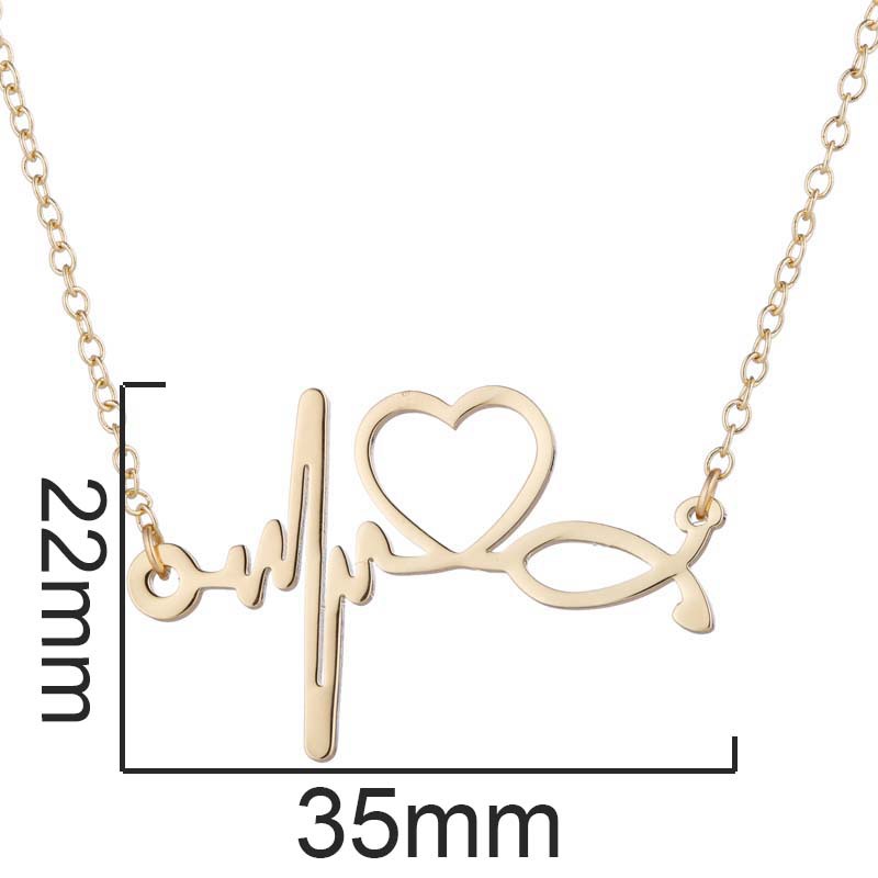 European and American ladies simple stainless steel doctor medical stethoscope electrocardiogram necklace fashion love heartbeat clavicle chain