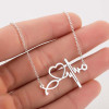 European and American ladies simple stainless steel doctor medical stethoscope electrocardiogram necklace fashion love heartbeat clavicle chain