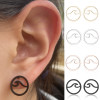 European and American cross-border fashion simple wave wave earrings summer small fresh stainless steel hollow geometric round earrings
