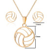 New men's and women's sports series stainless steel volleyball clavicle chain earrings three-piece set jewelry wholesale spot wholesale