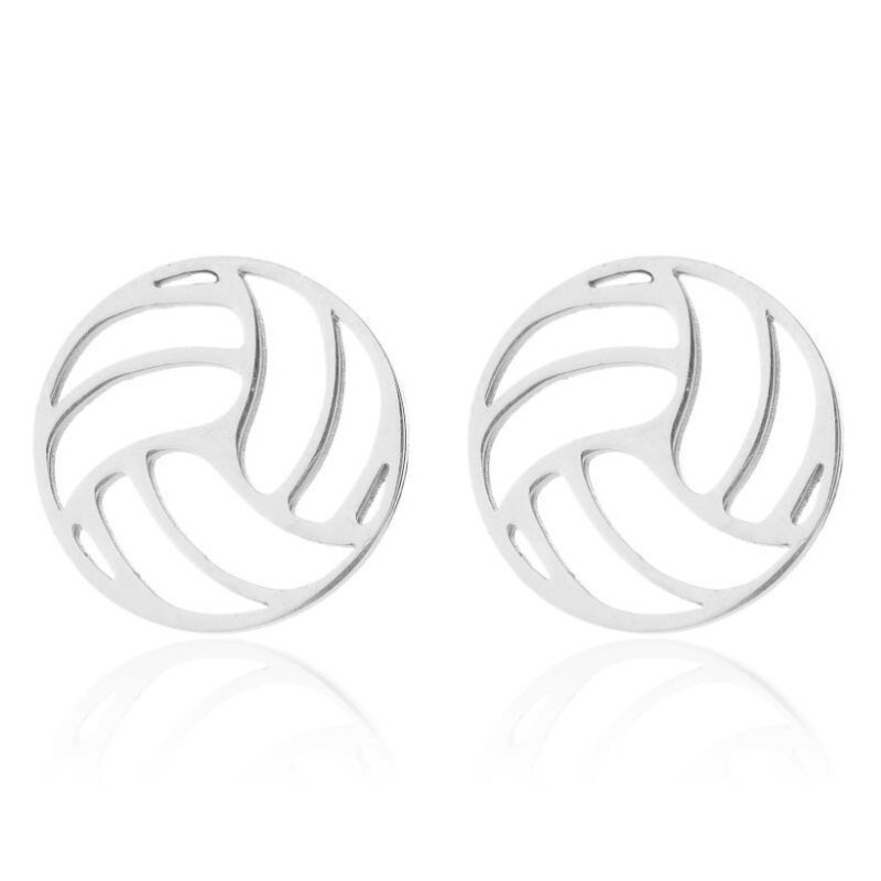 New men's and women's sports series stainless steel volleyball clavicle chain earrings three-piece set jewelry wholesale spot wholesale