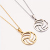 European and American cross-border round sports accessories simple volleyball stainless steel pendant necklace clavicle chain spot wholesale