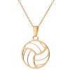 European and American cross-border round sports accessories simple volleyball stainless steel pendant necklace clavicle chain spot wholesale