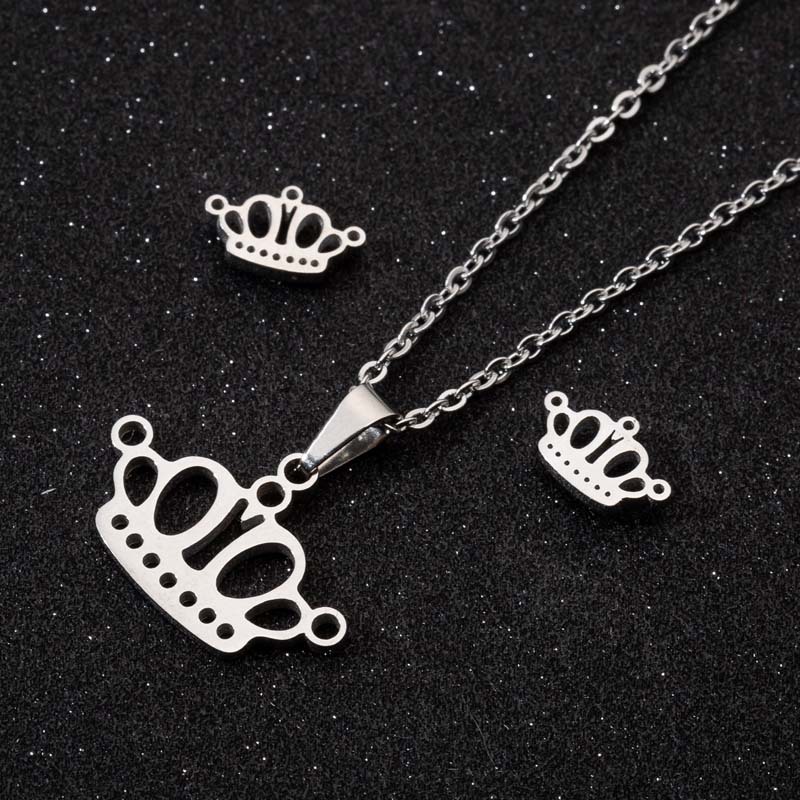 Summer cross-border new crown snowflake cactus skull moon flower butterfly dragonfly geometric earrings necklace