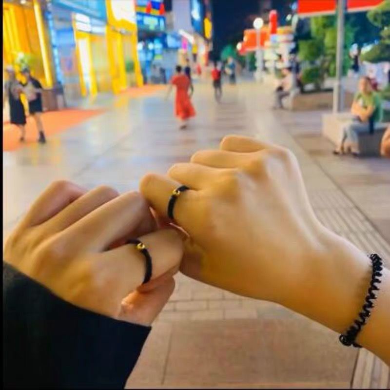 Xiaohongshu Red String Lucky Beads Ring for Men and Women Handmade Red String Doudou Douyin Popular Color-Preserving Beads Student Ring