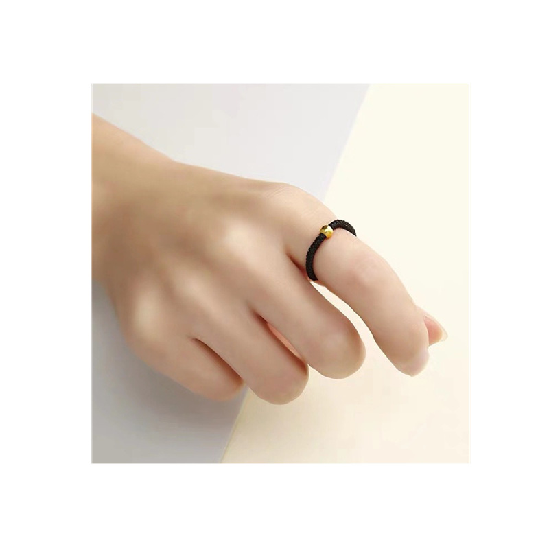 Xiaohongshu Red String Lucky Beads Ring for Men and Women Handmade Red String Doudou Douyin Popular Color-Preserving Beads Student Ring