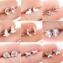 European and American women and children cute rabbit cat earrings animal cartoon pineapple Christmas tree earrings party New Year gift
