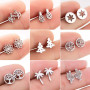 Bohemian personality earrings for women and children fashion stainless steel leaf pineapple flower earrings women's fashion accessories