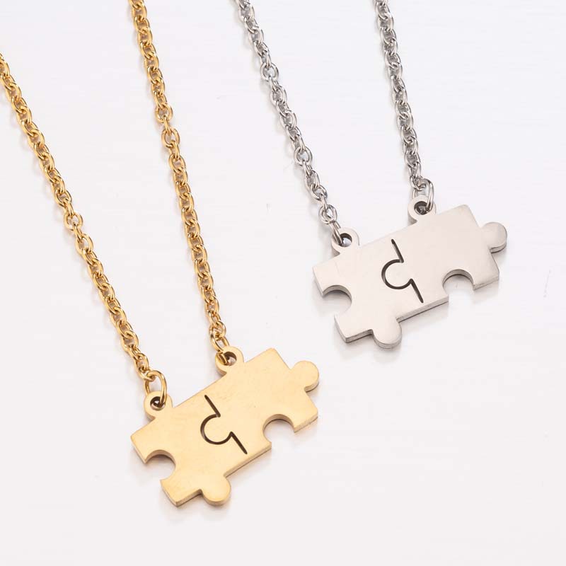 European and American summer new jewelry fashion simple puzzle necklace couple style clavicle chain manufacturer ready stock wholesale