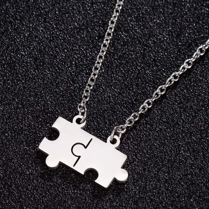 European and American summer new jewelry fashion simple puzzle necklace couple style clavicle chain manufacturer ready stock wholesale