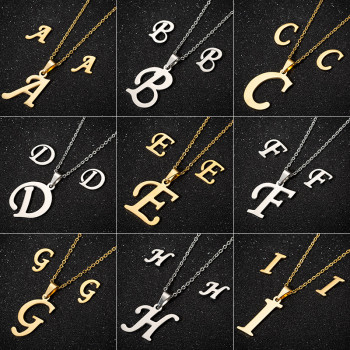 European and American retro 26 English letters earrings necklace three-piece set women's fashion new jewelry wholesale