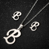 European and American retro 26 English letters earrings necklace three-piece set women's fashion new jewelry wholesale