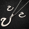 European and American retro 26 English letters earrings necklace three-piece set women's fashion new jewelry wholesale