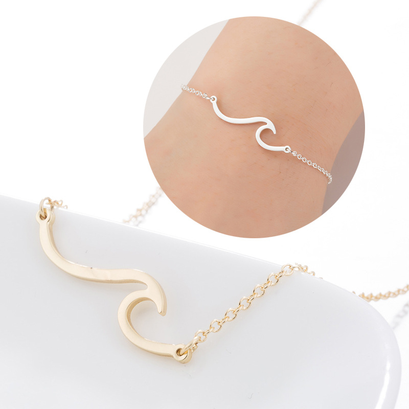 European and American cross-border popular jewelry for women, fashionable and simple summer wave wave necklace bracelet jewelry wholesale