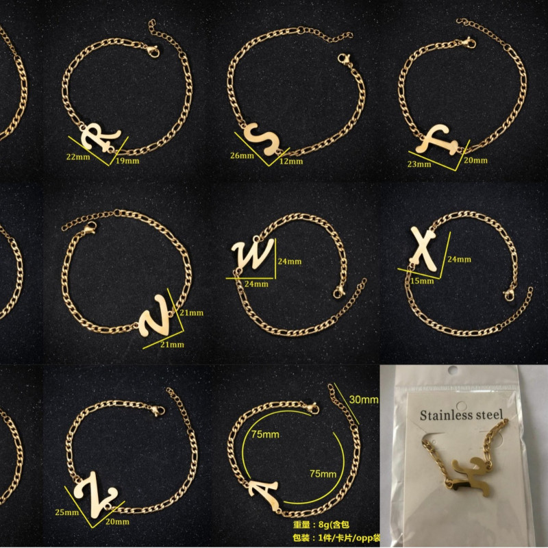 Cross-border foreign trade new pendant fashion bracelet English letter couple bracelet female European and American bestie metal bracelet
