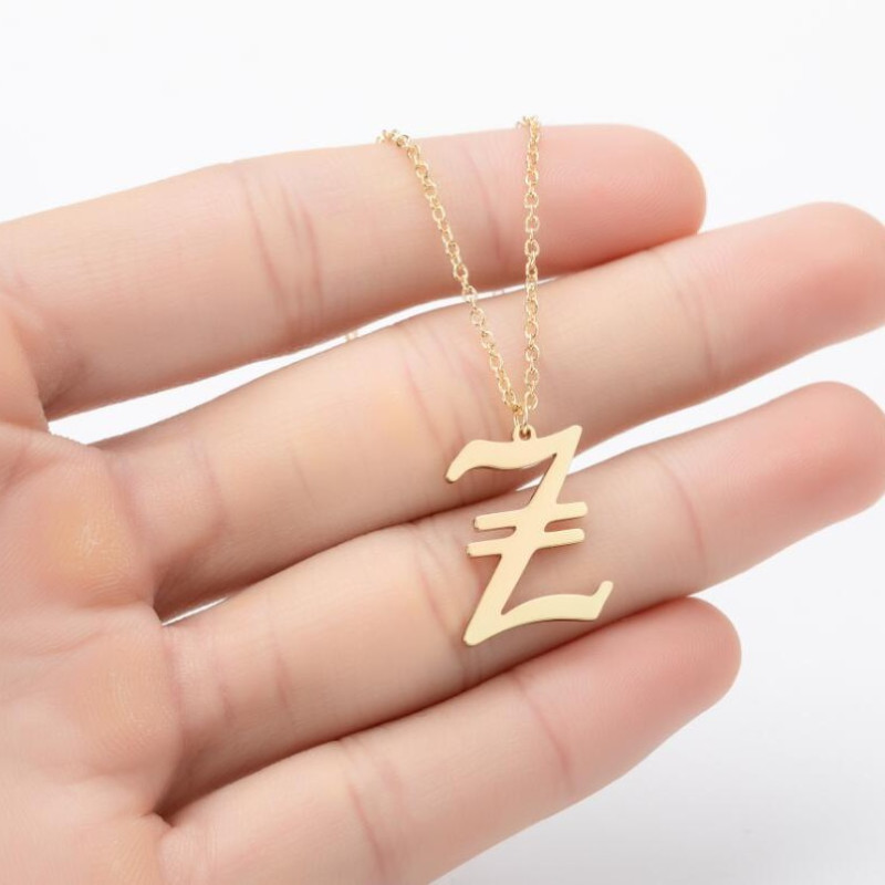 European and American stainless steel necklace 26 English letters pendant clavicle chain girls simple small jewelry spot wholesale