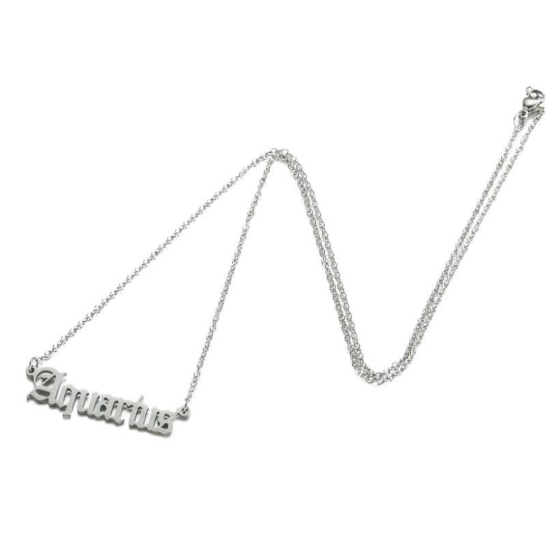 European and American style new simple stainless steel twelve constellations English letters sweater necklace women's color-preserving clavicle chain versatile