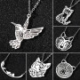 New stainless steel hollow cat and bear necklace for women, versatile bird and lion pendant, clavicle chain wholesale